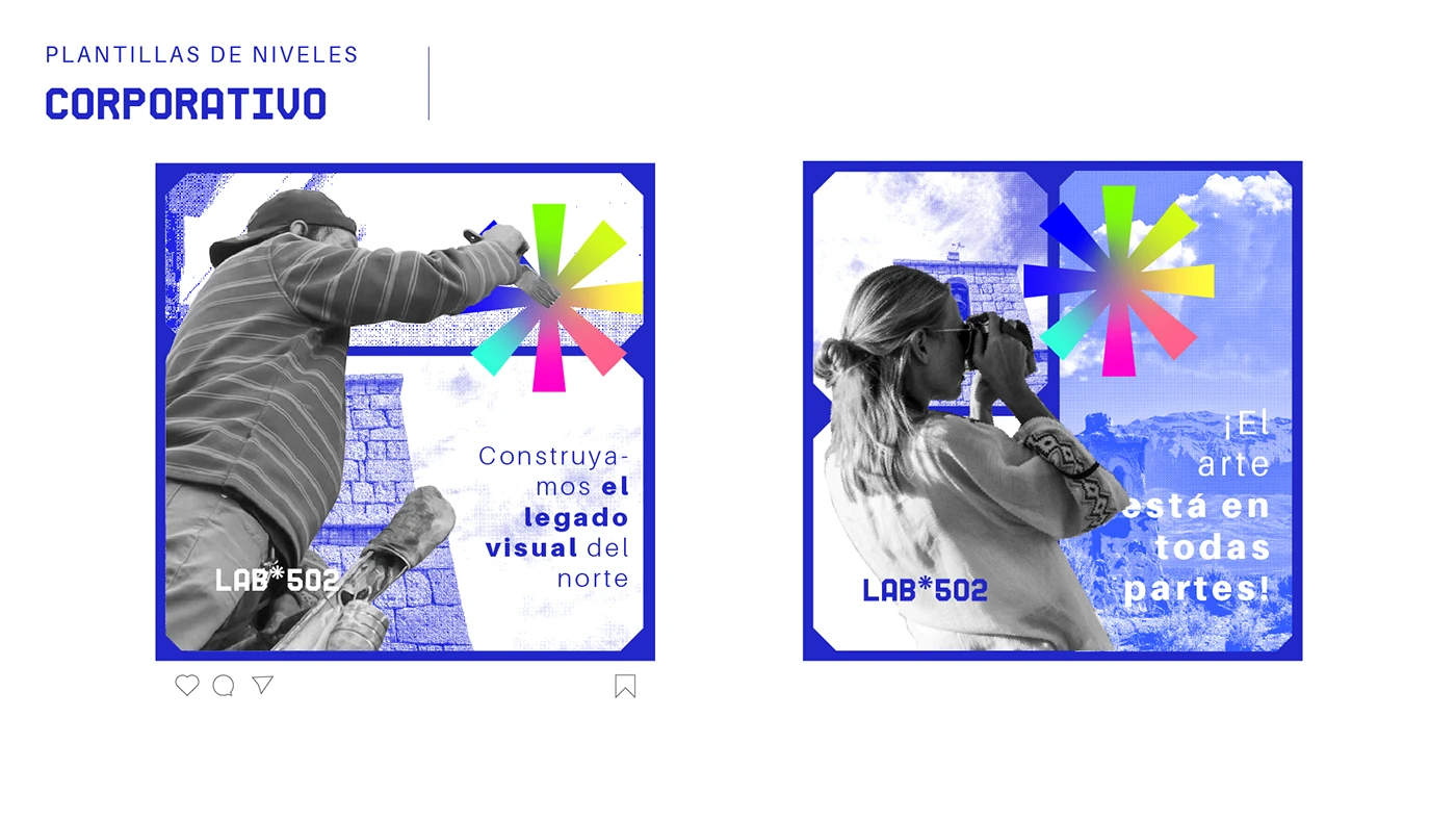 Plantillas para redes de la línea corporativa con fotografías en blanco y azul.