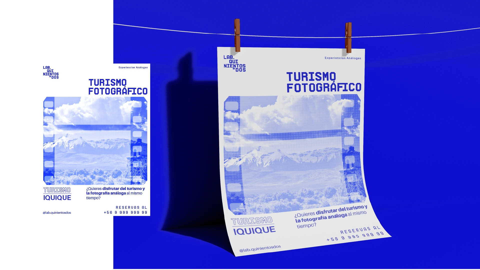 Afiche de turismo fotográfico en Iquique con la frase «¿Quieres disfrutar del turismo y la fotografía análoga al mismo tiempo?».